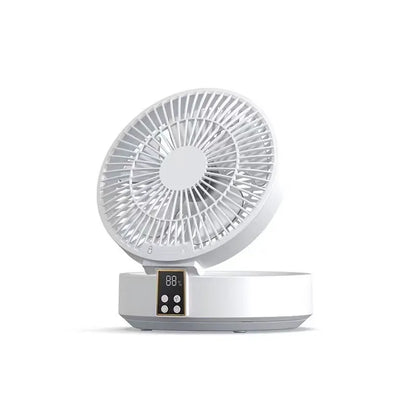 Rechargeable Wall-Hanging Fan with Remote & Nightlight - Portable Folding Design