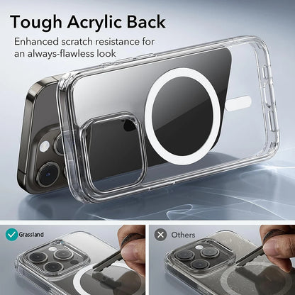 Luxury MagSafe Wireless Charging Case for iPhone 11-16 Pro - Transparent Shockproof Back Cover