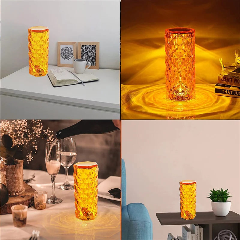 LED Crystal Rose Light - Touch Night Lamp, 16 Colors, USB