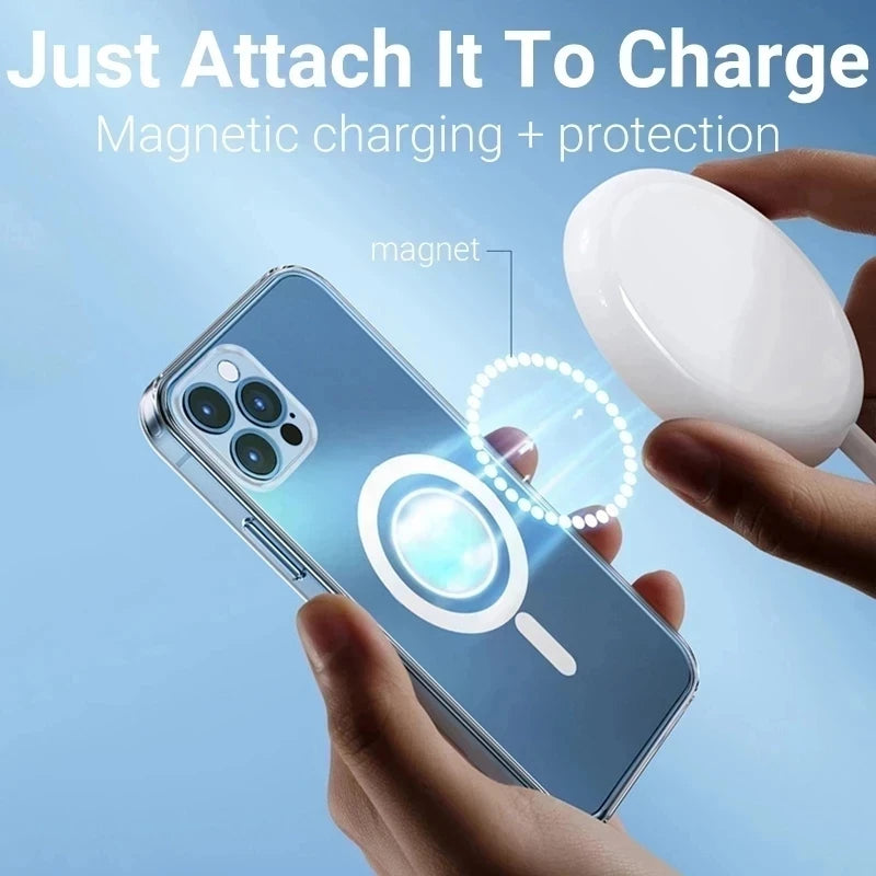 Magnetic Original MagSafe Case for iPhone 11-16 Pro Max - Silicone Acrylic Wireless Cover