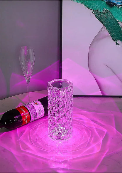 LED Crystal Rose Light - Touch Night Lamp, 16 Colors, USB