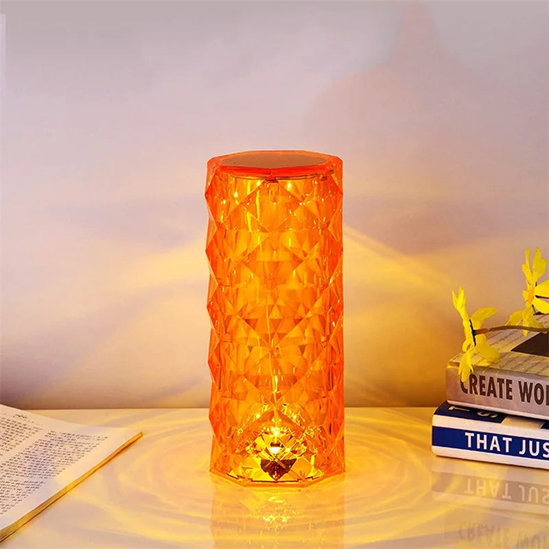 LED Crystal Rose Light - Touch Night Lamp, 16 Colors, USB