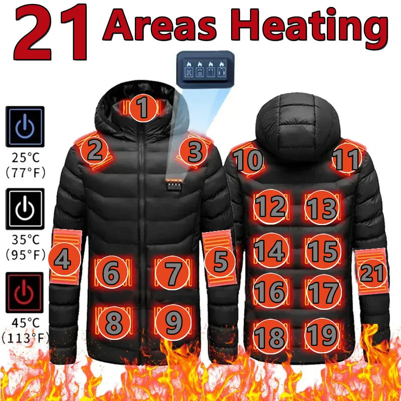 21-Zone Heated Jacket – USB-Powered Warmth for Men & Women, Perfect for Autumn & Winter Outdoor Adventures