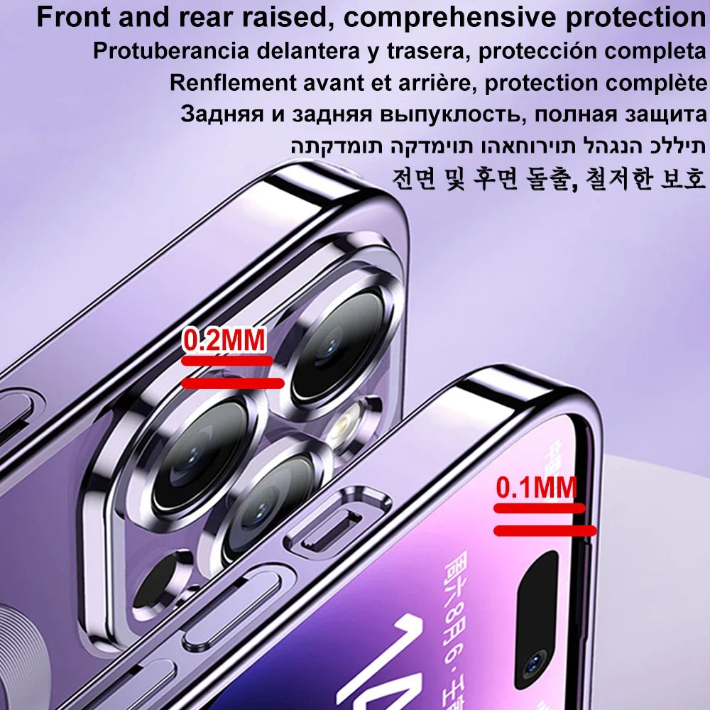 Magnetic Plating Case for iPhone 11-16 Pro Max - Camera Lens Protector & MagSafe Cover