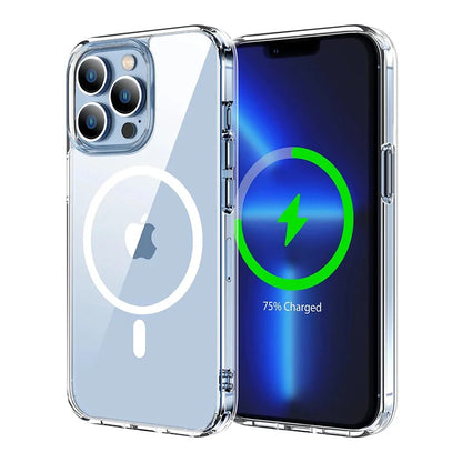 Magnetic Original MagSafe Case for iPhone 11-16 Pro Max - Silicone Acrylic Wireless Cover