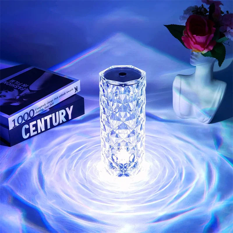 LED Crystal Rose Light - Touch Night Lamp, 16 Colors, USB