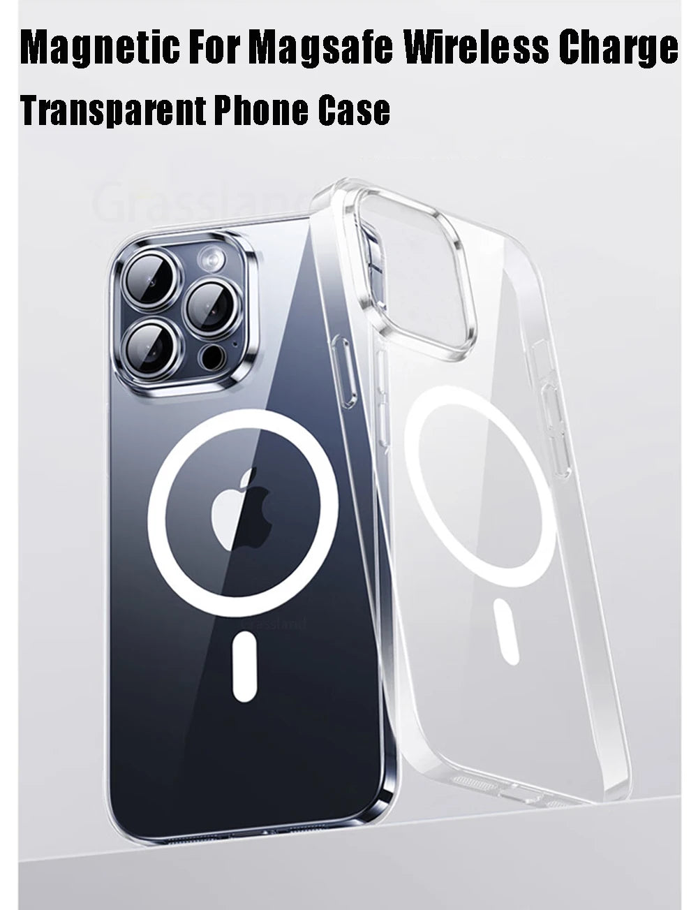 Luxury MagSafe Wireless Charging Case for iPhone 11-16 Pro - Transparent Shockproof Back Cover